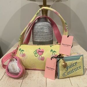 NWT Juicy Couture Retro Juicy Cherry Shoulder Bag + Gelato on the Beach Bifold